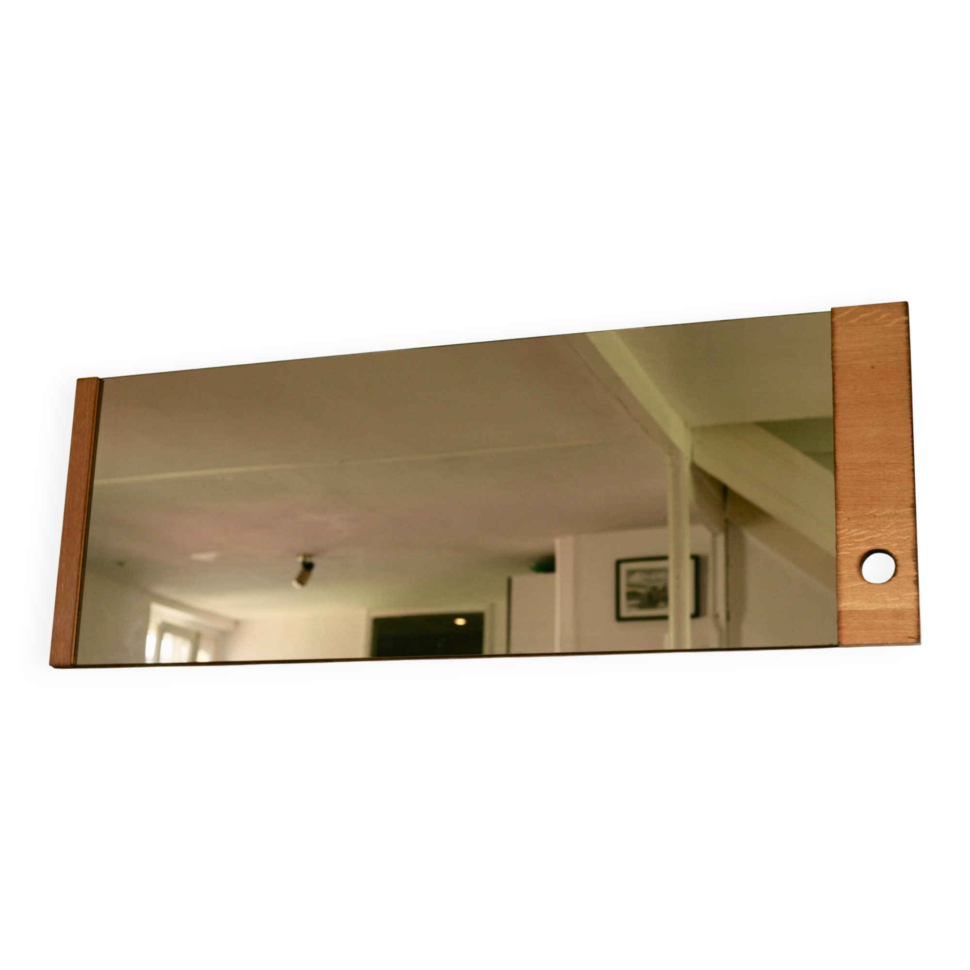 Grand miroir fumé encadrement asymétrique, années 70