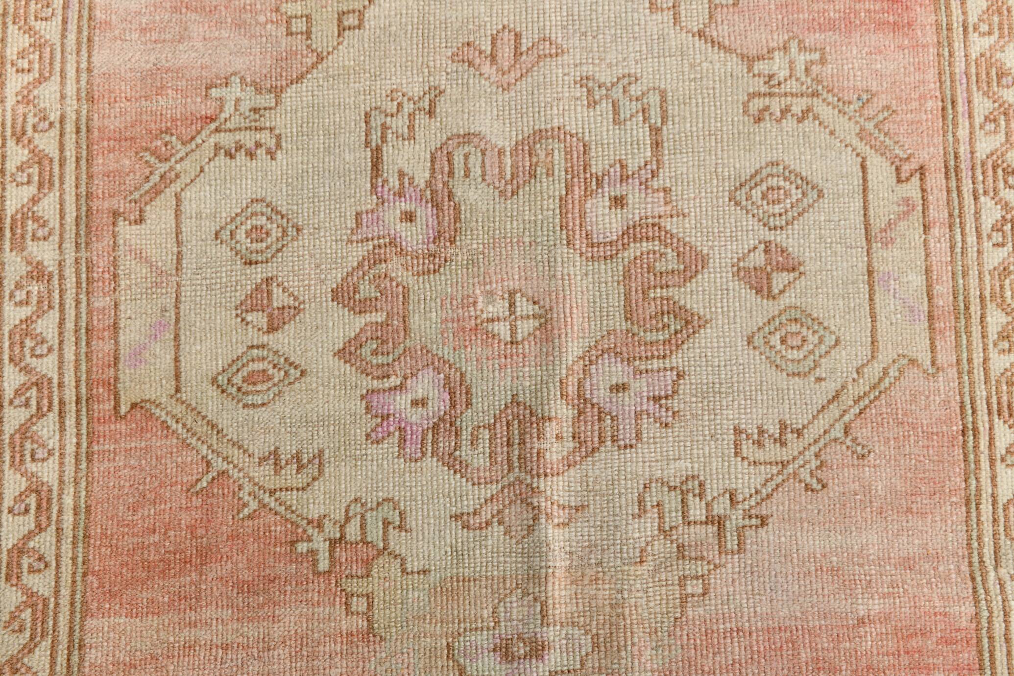 3x6 Turkish Pale Red & Brown Oriental Vintage Rug, 95x196Cm