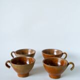 Lot de 4 tasses à café / thé en grès émaillé 1970