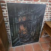 Pair of oil on canvas paintings of a boat interior from the 50s/70s