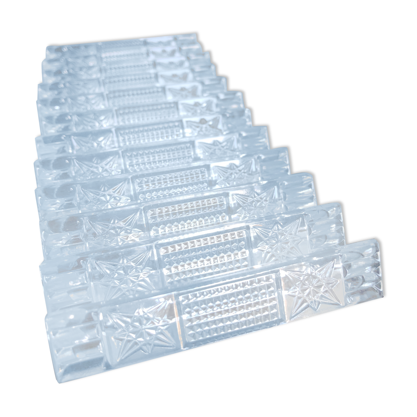 Set of 12 knife holders, diamond cut