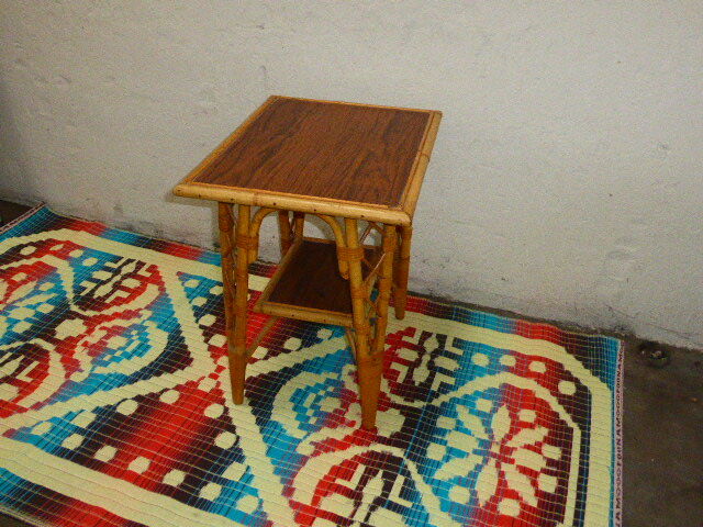 Rattan and bamboo vintage 1960, double trap side table