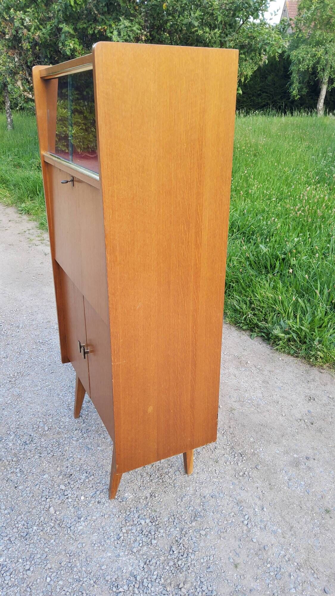 Library secretary of the 50s in blond oak compass feet
