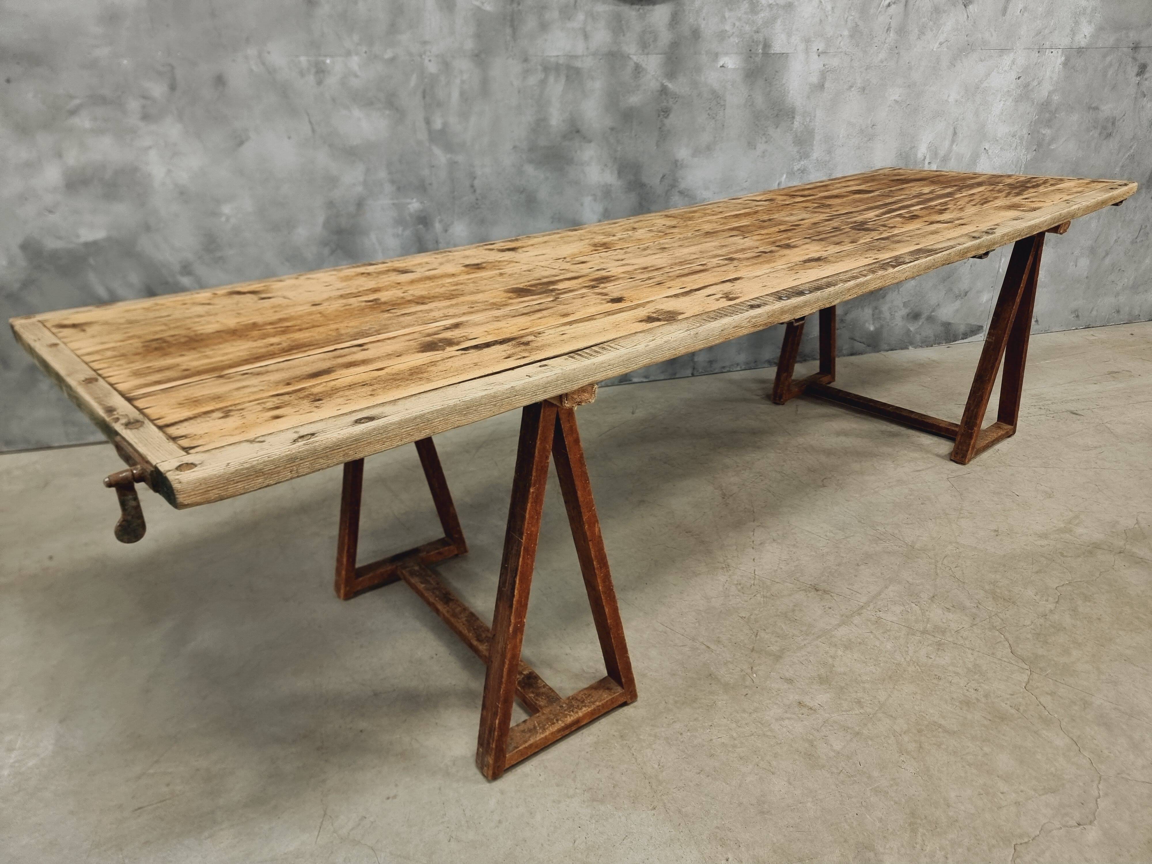 Antique trestle table XXL garden table 89 x 308 cm
