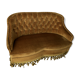 Banquette crapaud vintage capitonnée en velours or