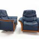 Ekornes Stressless — Pair of Adjustable Swivel Armchairs — Blue Leather