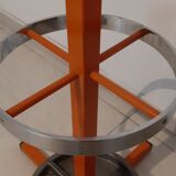 Porte manteaux vintage fer forgé orange et chrome