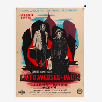 LA TRAVERSEE DE PARIS Affiche de film entoilée - 60x80 cm - Jean Gabin, Bourvil