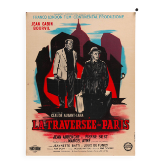 LA TRAVERSEE DE PARIS Affiche de film entoilée - 60x80 cm - Jean Gabin, Bourvil