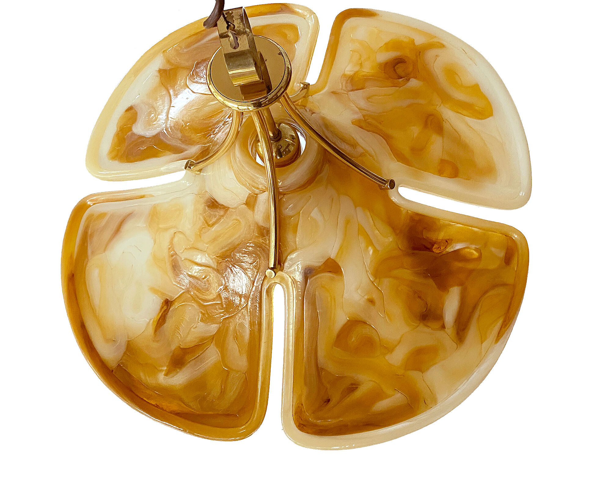 Adjustable vintage design XXL pendant lamp, brass plexiglass, 70s