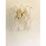 Set of Two Transparent “Ricci” Murano Glass Gold 24k Wall Sconces in Mazzega Style