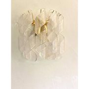 Set of Two Transparent “Ricci” Murano Glass Gold 24k Wall Sconces in Mazzega Style