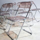 Set of eight pink Plia chairs by Giancarlo Piretti for Castelli