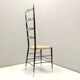 Pair of Vintage Brass and Metal Chiavarine Chairs with Yellow Fabric, Italy