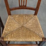 Lot de 4 chaises de salle à manger anglaises anciennes du XIXe siècle avec assises en osier