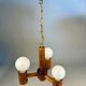 Vintage wooden chandelier with three lights
