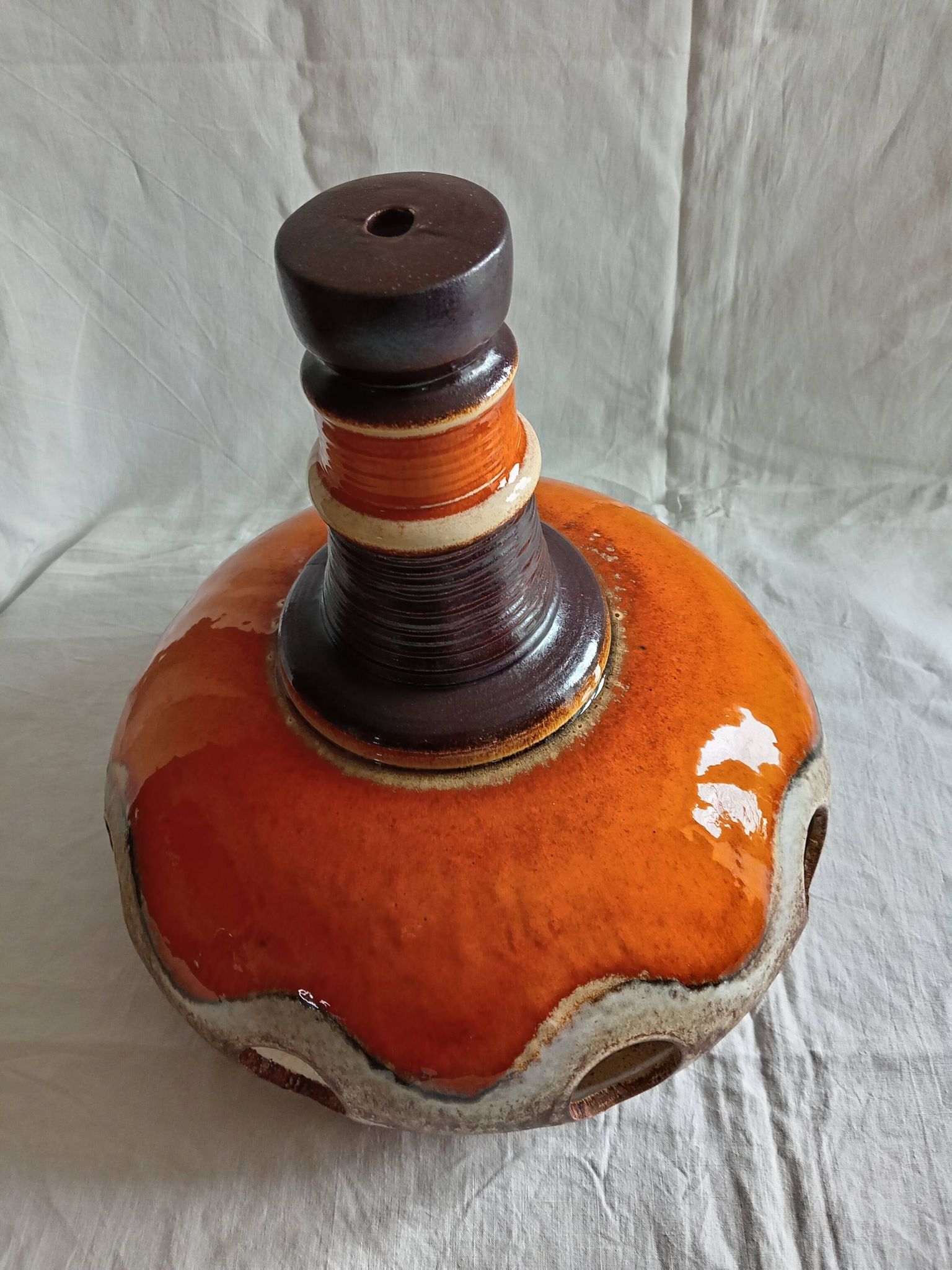 Vallauris style terracotta pendant light, 1970s