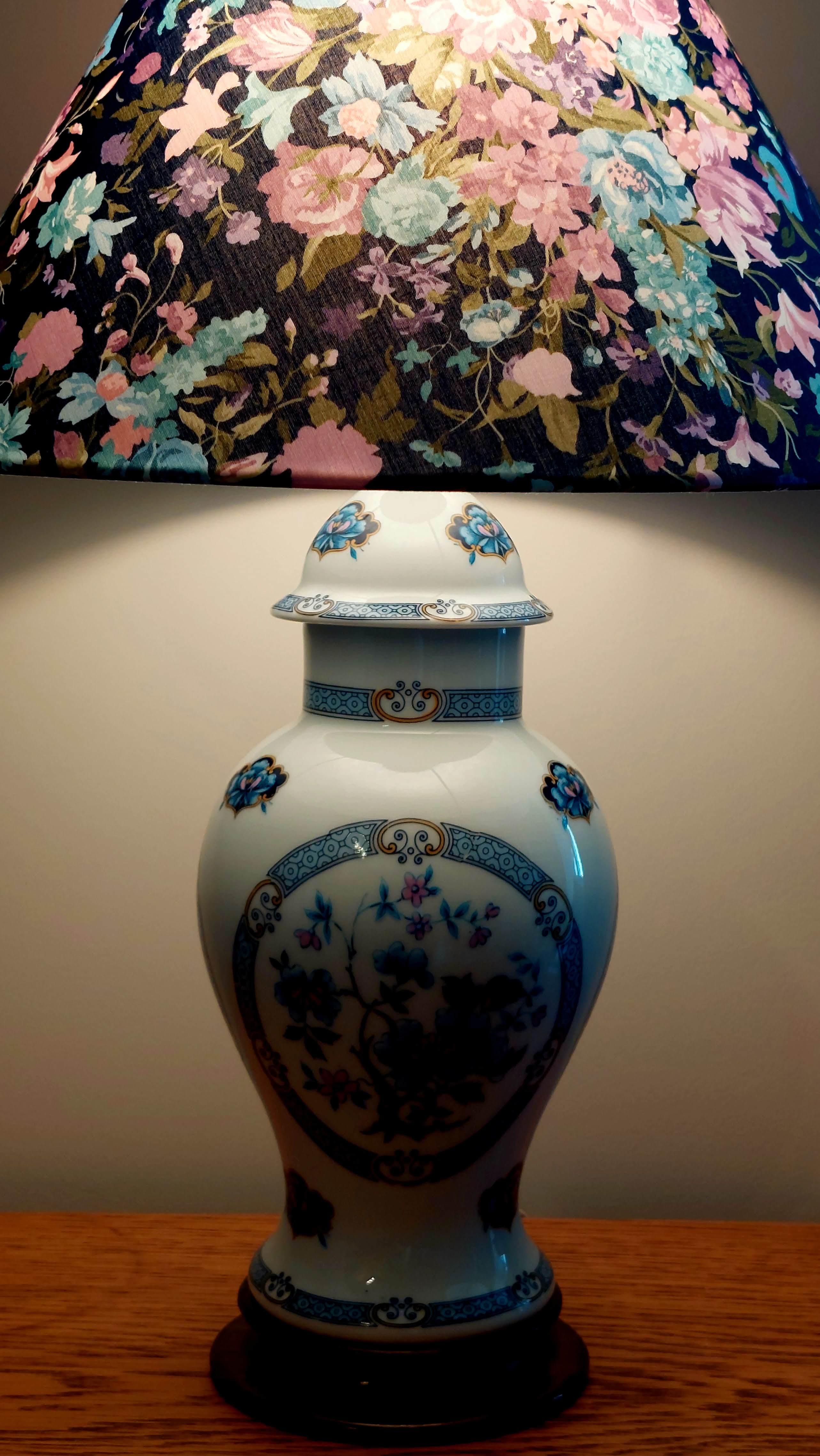 Limoges porcelain lamp Hergey – custom Liberty lampshade