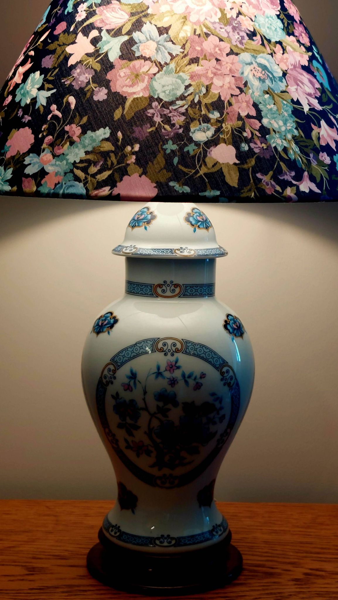 Limoges porcelain lamp Hergey – custom Liberty lampshade