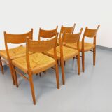 Set of 6 vintage teak Danish rope chairs Gessef Consorzio Sedie Friuli