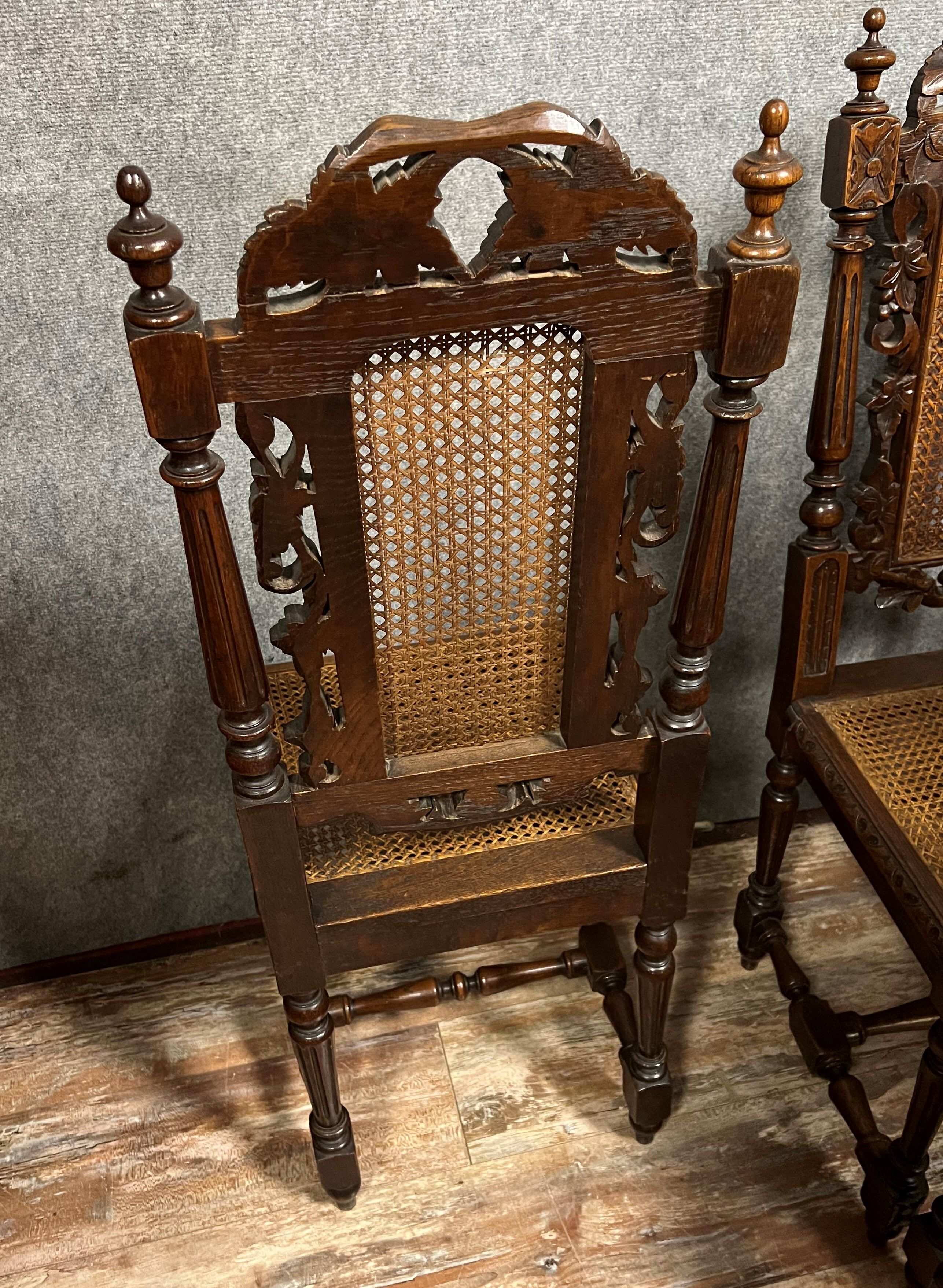 Series of 6 renaissance oak style chairs circa 1850