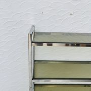 Chrome and smoked glass shelf in Italian 1970s style.