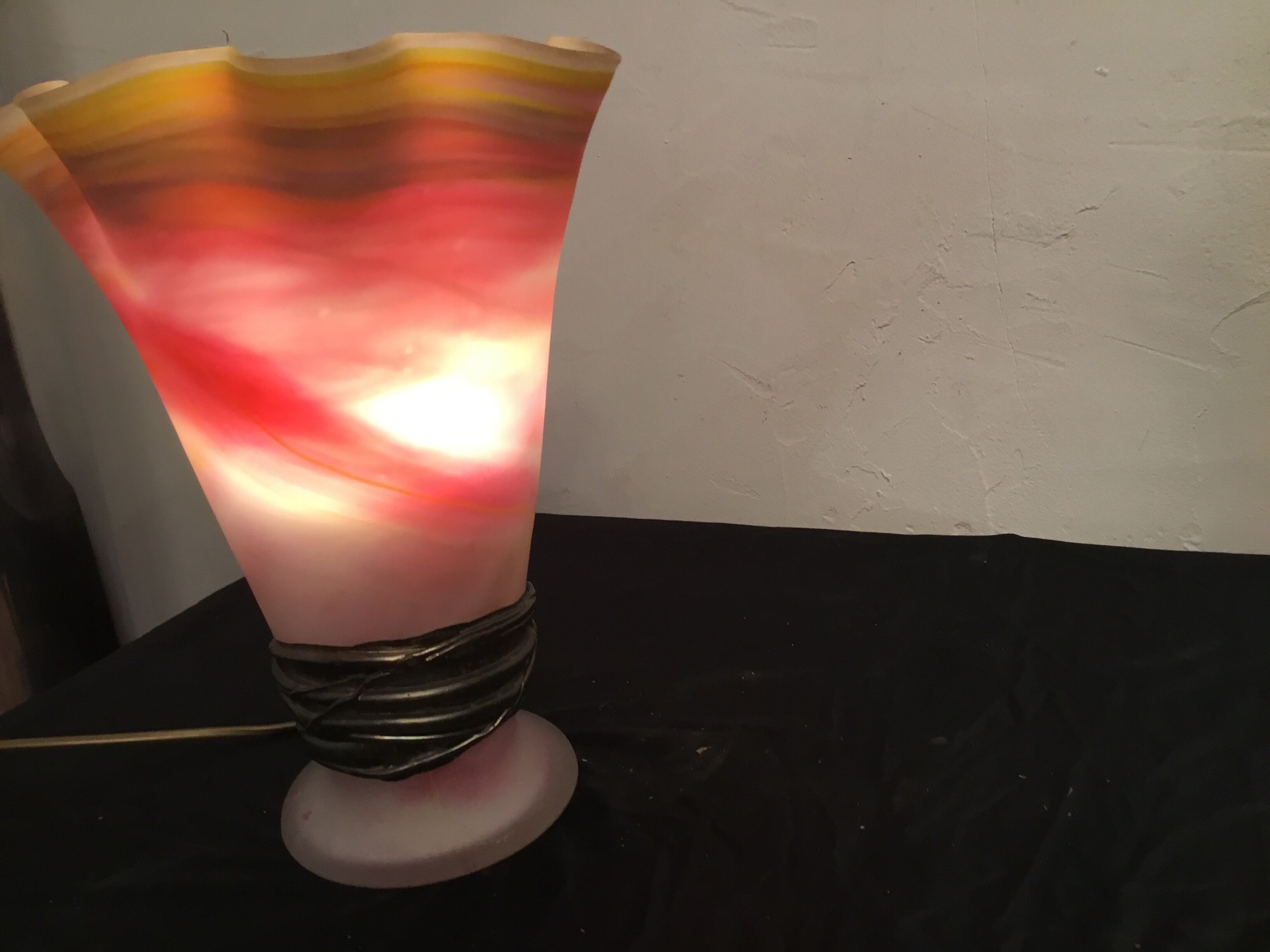 Vase lamp in glass paste and bronze signed Florea SILVIU