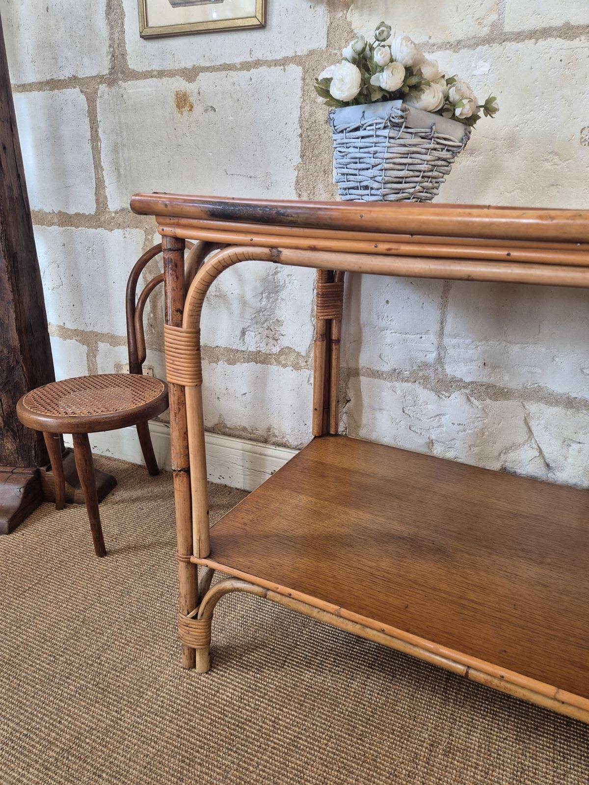 Vintage rattan console