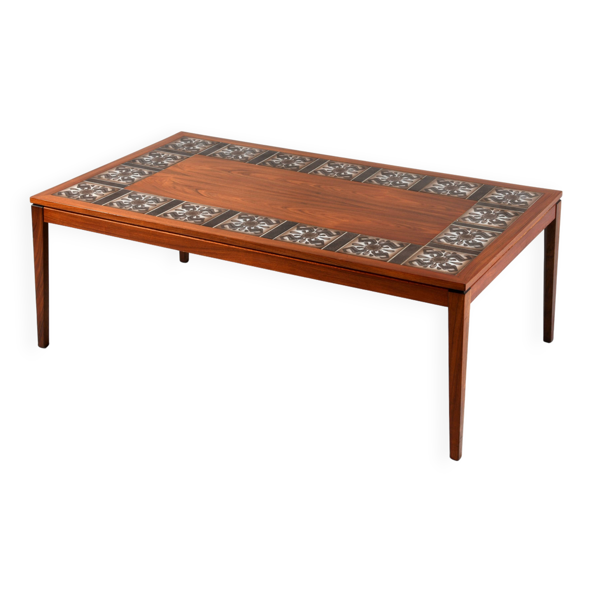 Scandinavian rosewood and ceramic coffee table