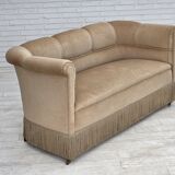 1950s, Danish 2-seater sofa, furniture velour, teak wood legs.