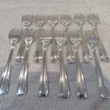 12 silver plated cake forks, Ercuis Compiègne, 13.7cm