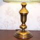 Vintage Brass Table Lamp with Round Base and Cream Pleated Shade 4352