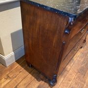 Chest of drawers 3 drawers in walnut top marble style Louis philippe