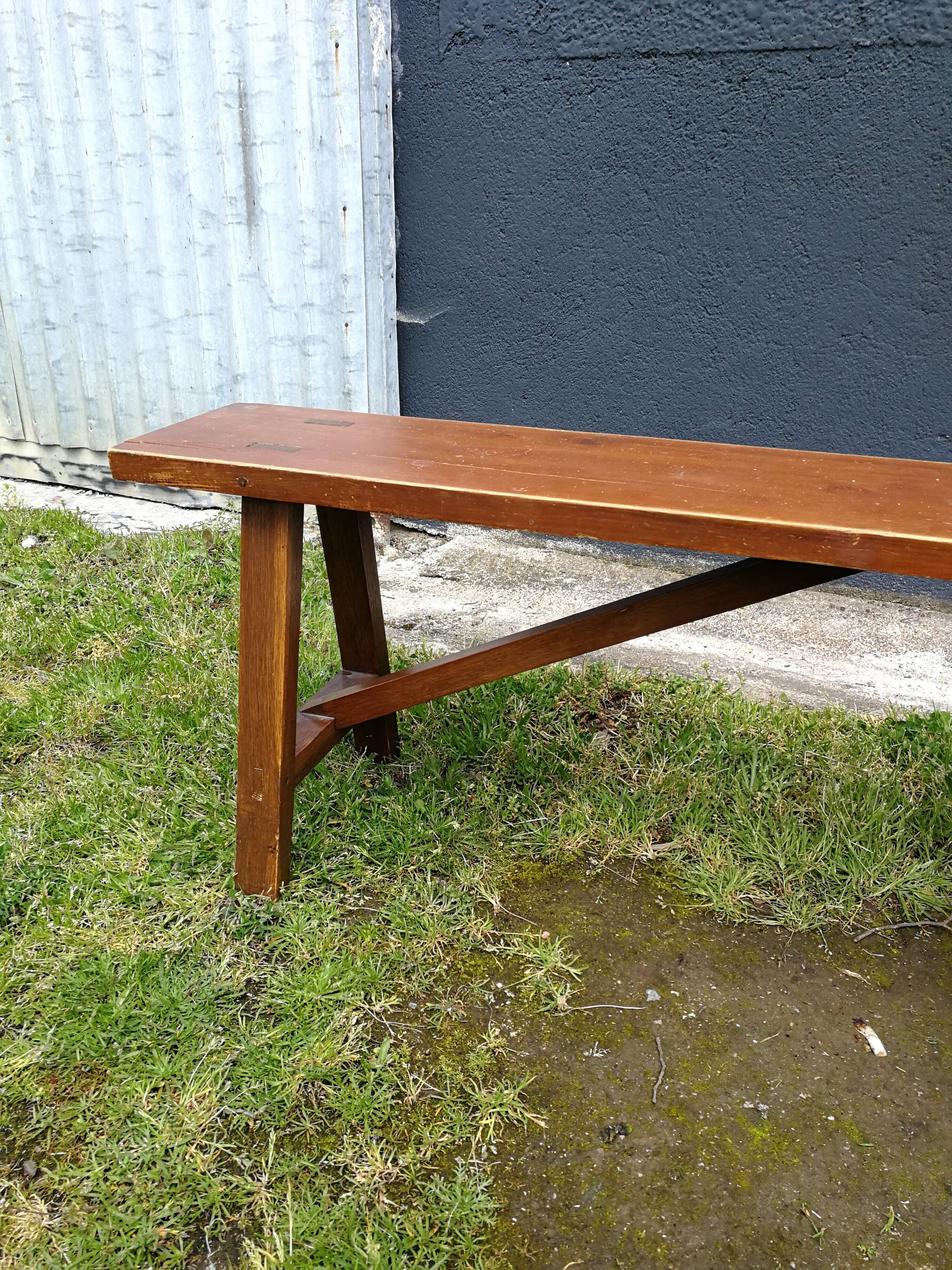 Rustic wooden bench 70's