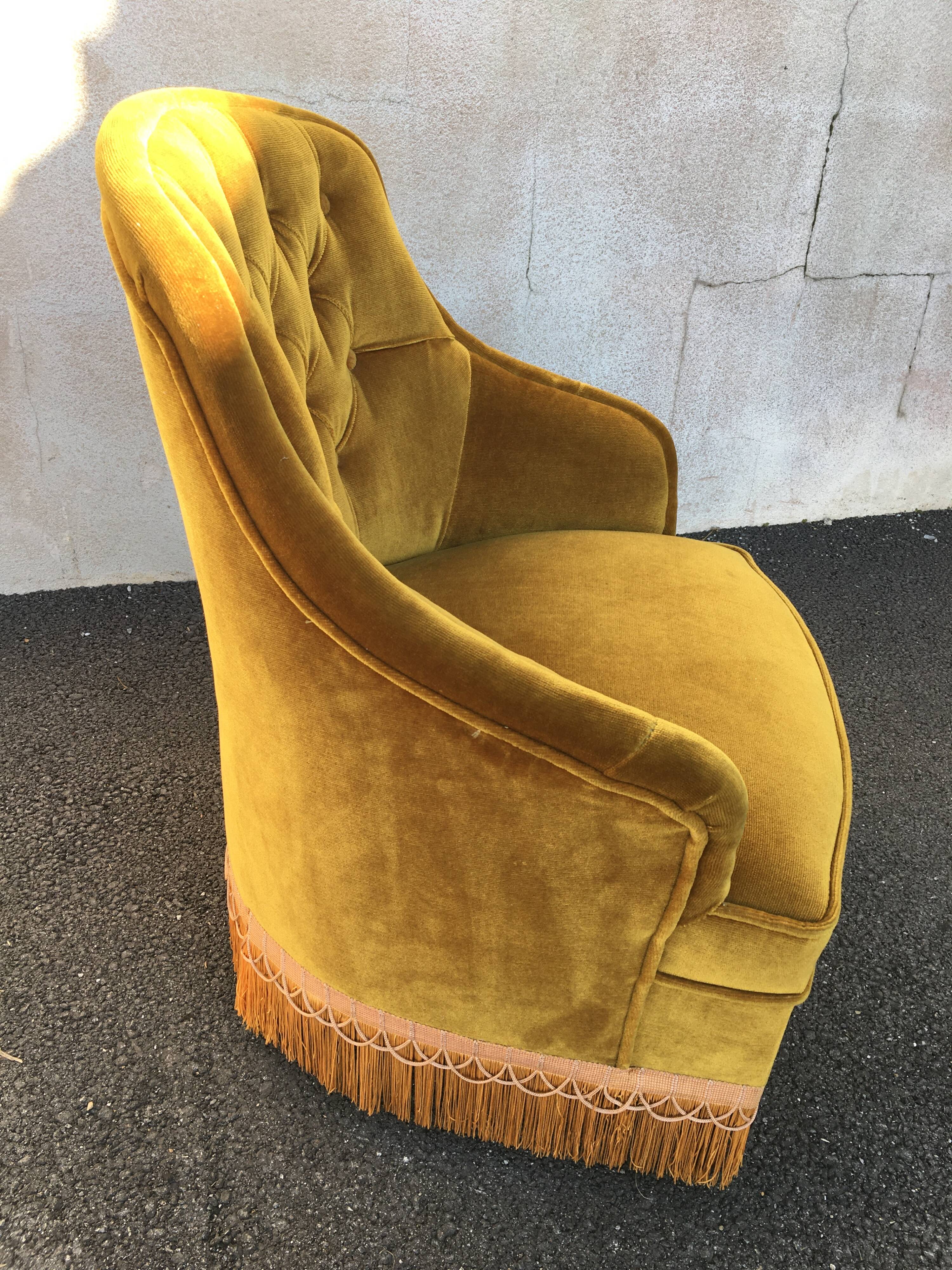 Vintage toad chair velvet gold