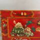 Antique Hand Painted Chest, Floral Decor on Red Background, 19th Century
