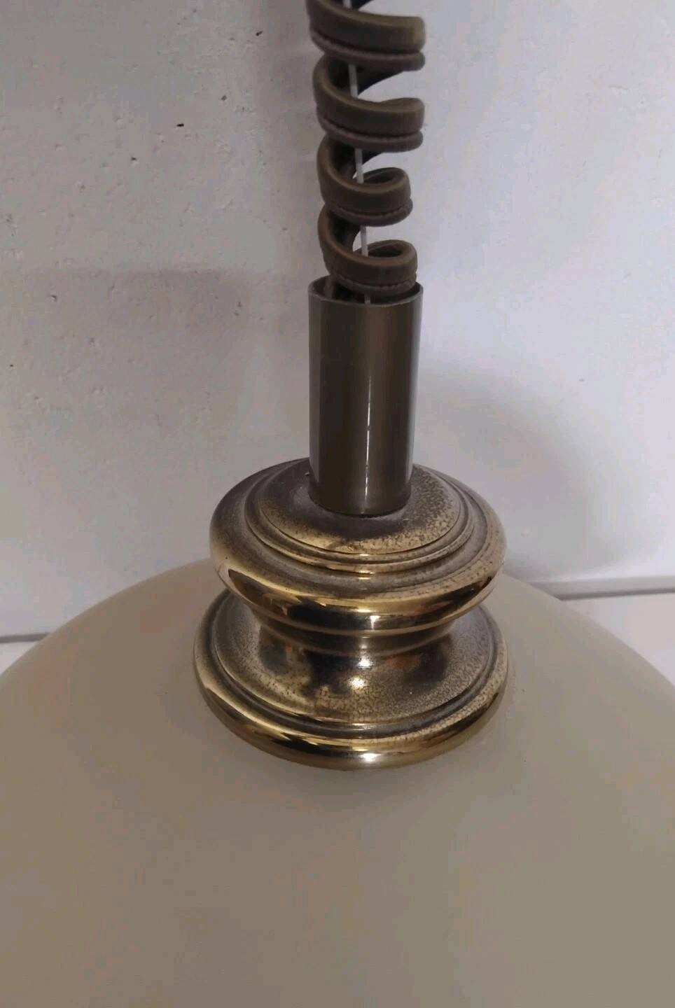 80s Vintage Adjustable Height Pull Cord Pendant Light