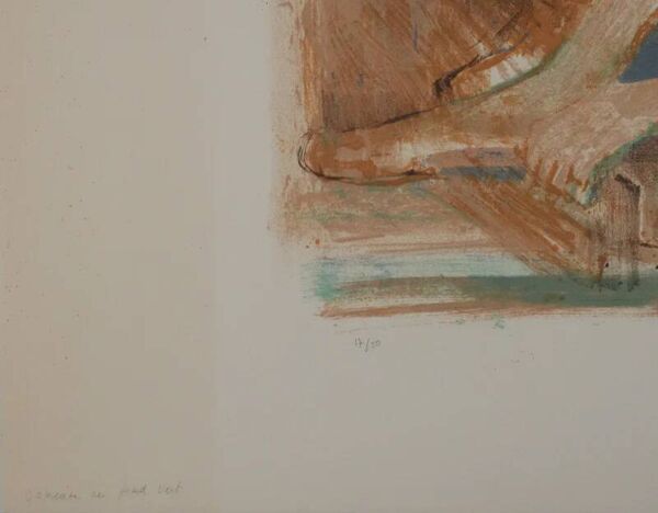 Paul Collomb : Danseuse au fond vert, lithographie originale signée