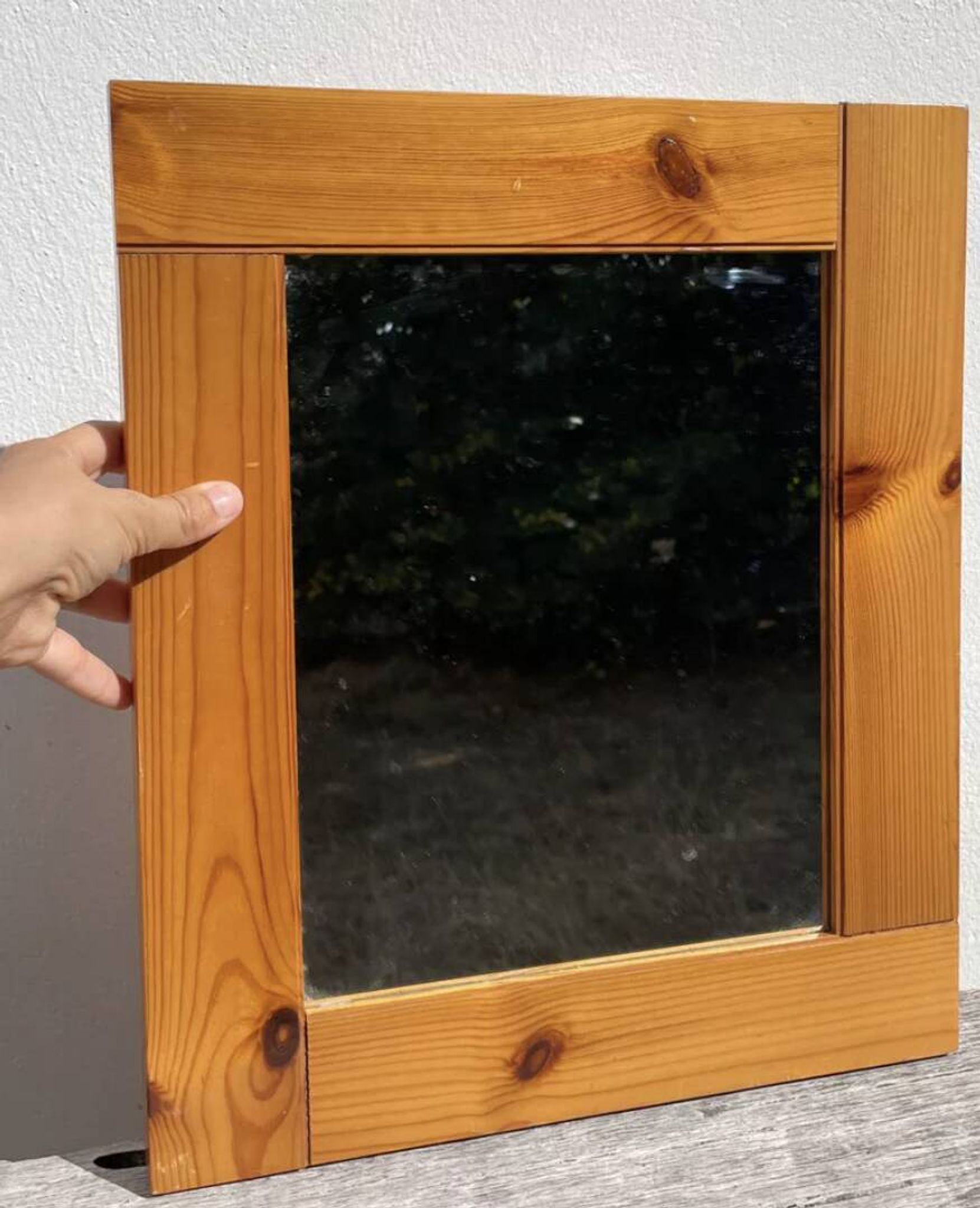Wooden mirror, Maison Regain pine, 1980, 40x35