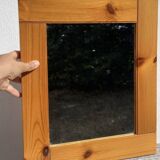 Wooden mirror, Maison Regain pine, 1980, 40x35