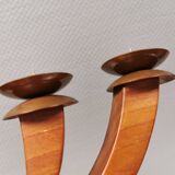 Candlestick/Advent candle holder, made of wood with 4 copper candle holders