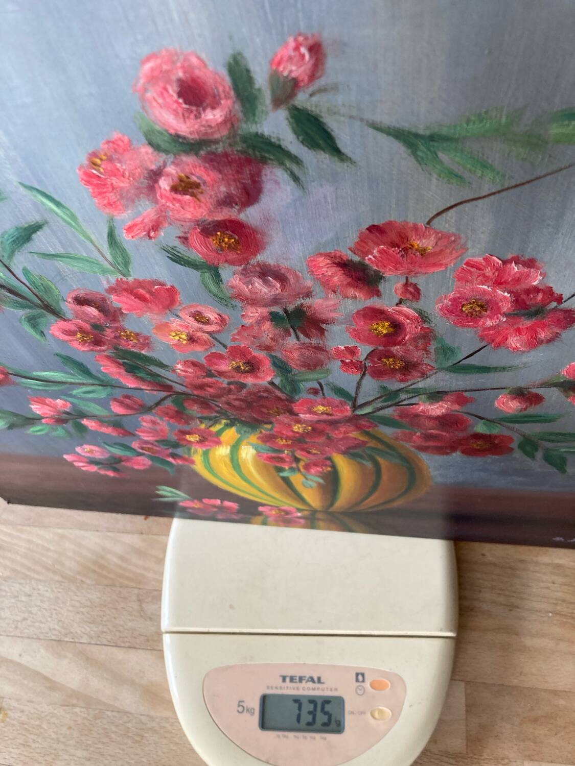 Huile sur panneau d’Isorel Bouquet fleuris signé A Boiteux années 1970