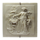 Small limestone bas-relief of petrifying fountains, antique scene, vintage