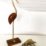 Heron in wood and brass