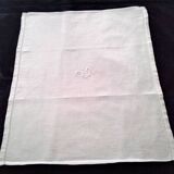 6 White Damask Cotton Napkins Monogram JC