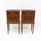 Pair of Louis XVI Style Bedside Tables with Inlays and Marble Top, Italy, 1