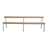 Large vintage 1950's "stella" school bench with backrest, adult height