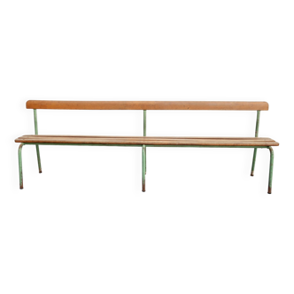 Large vintage 1950's "stella" school bench with backrest, adult height
