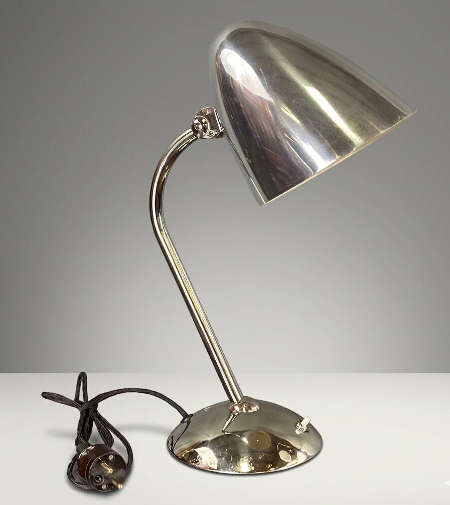 Art Deco table lamp nickel-plated metal Franta Anýž 1930s