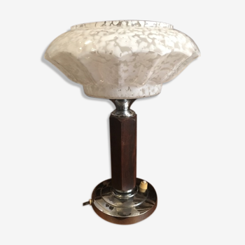 Lamp opaline and wood 1940